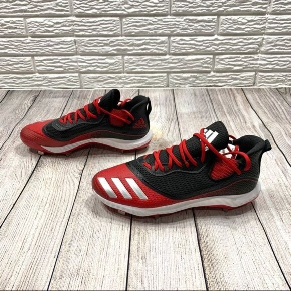 Adidas Red Black White Icon Bounce Baseball Cleats Size 16 - Picture 4 of 7